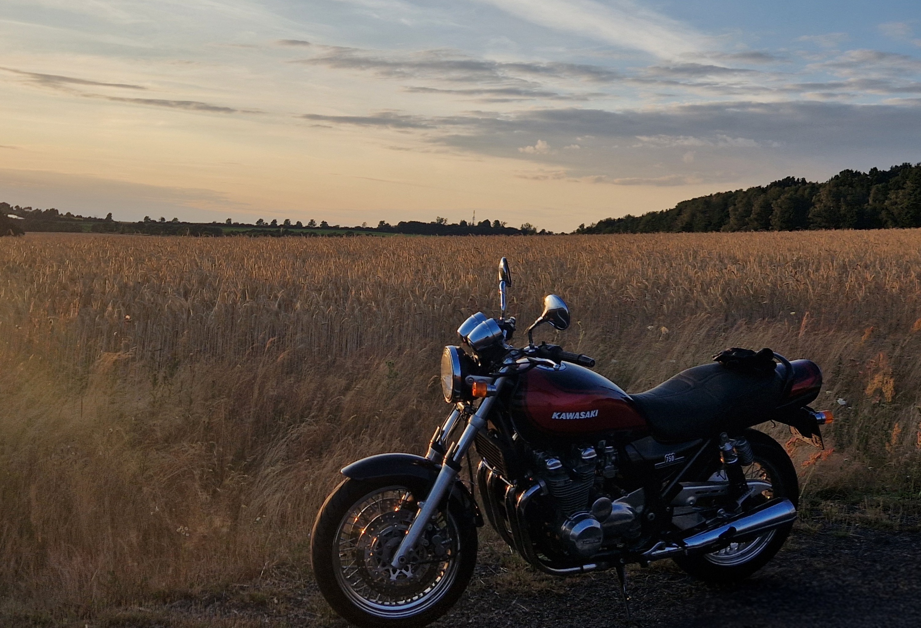 Zephyr 750 am Feld bei Pulsnitz